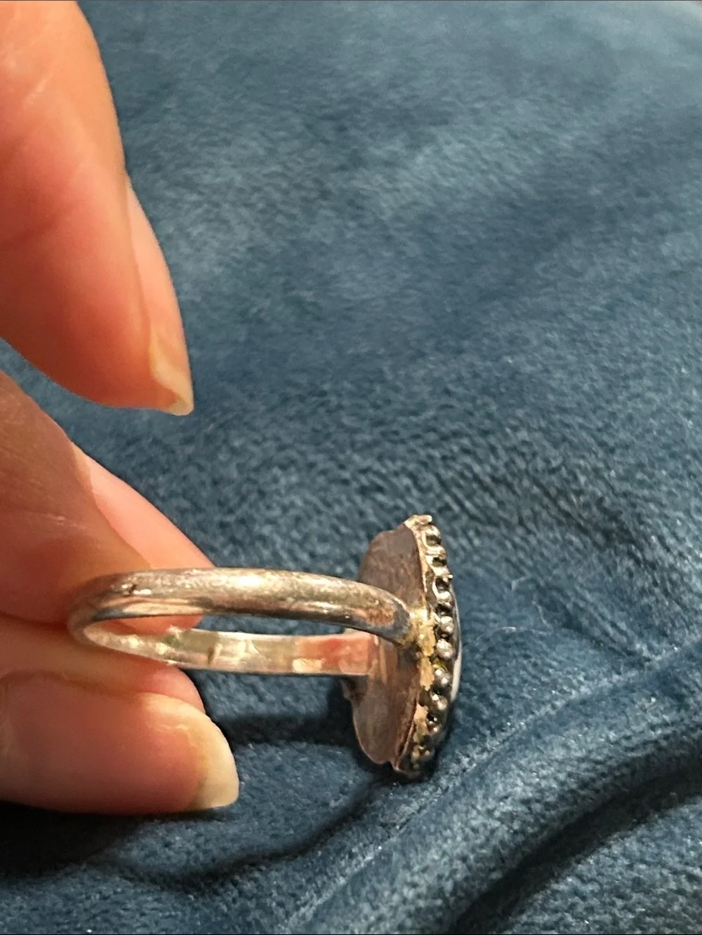 Handcrafted Silver Ring White Buffalo Turquoise Store Size 7.75